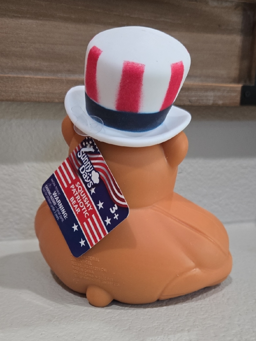 Sunny Days Patriotic Orange Bear Squishy Toy - Kids Toy - Picture 2 of 2